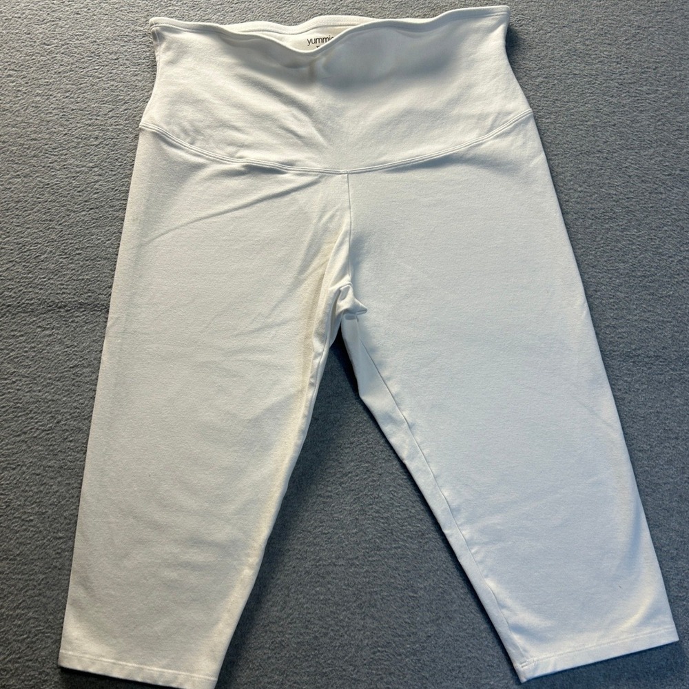 Yummie Capri Leggings Womens XL White High Waist Tummy Control Cropped Pants